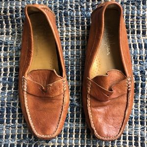 Tan leather Cole Haan driving loafers